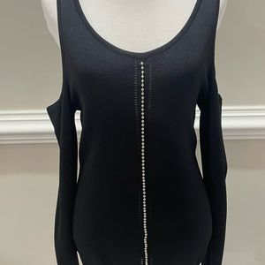 Black with rhinestone and cold shoulder shirt